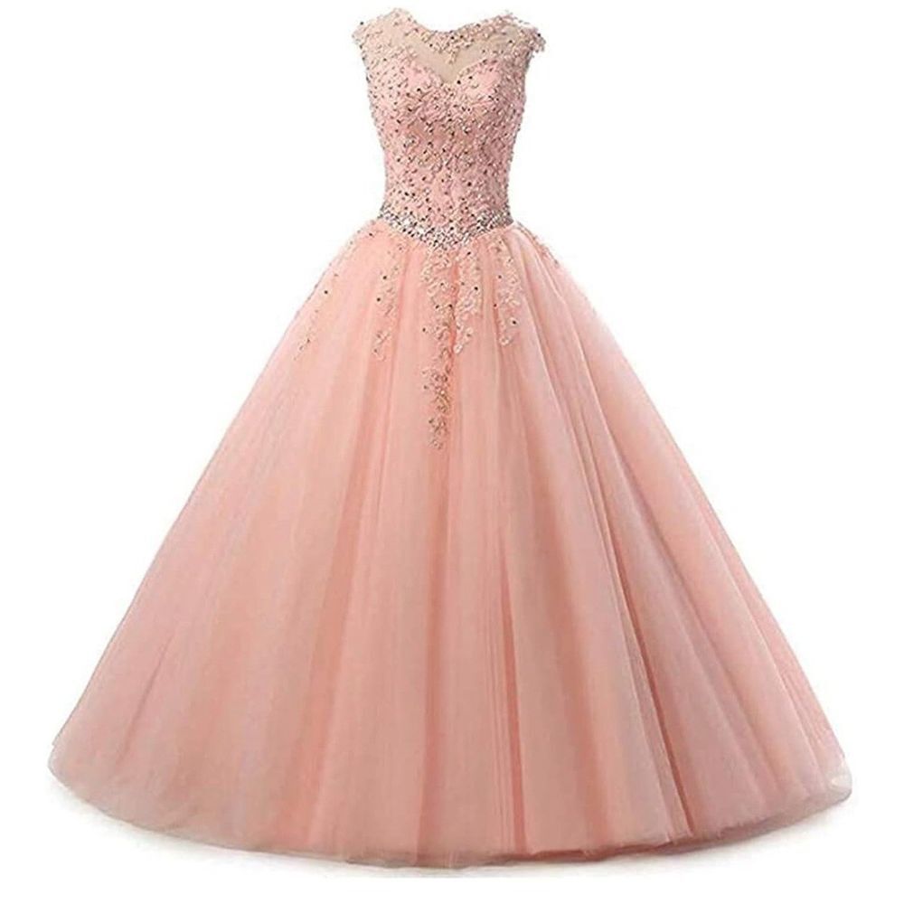 Small 28 Pink Tulle Shimmer Princess Sweetheart Prom Wedding‎ quinceanera Dress